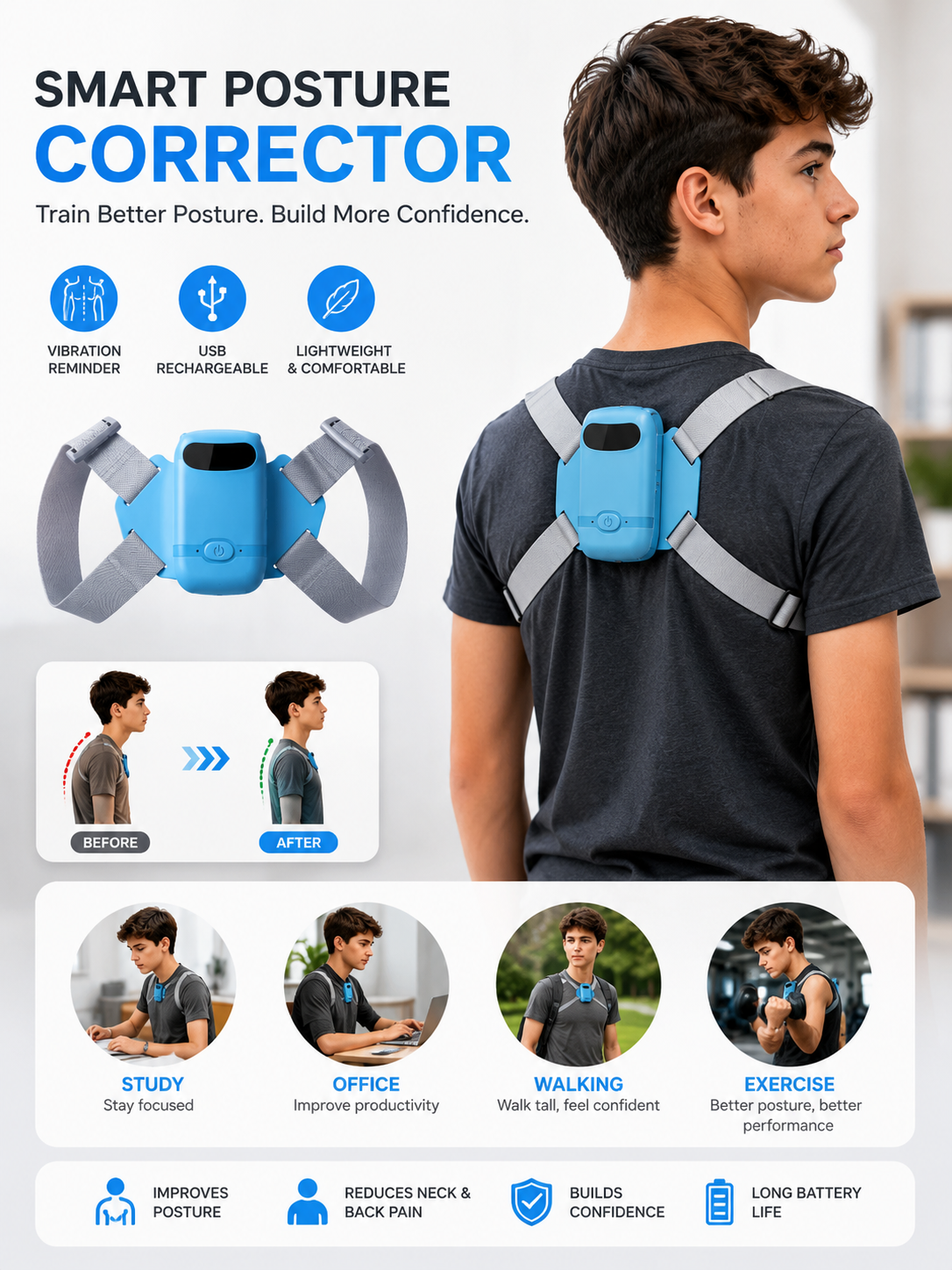 NOYMI smart Posture Corrector with Intelligent Vibration Posture Corrector