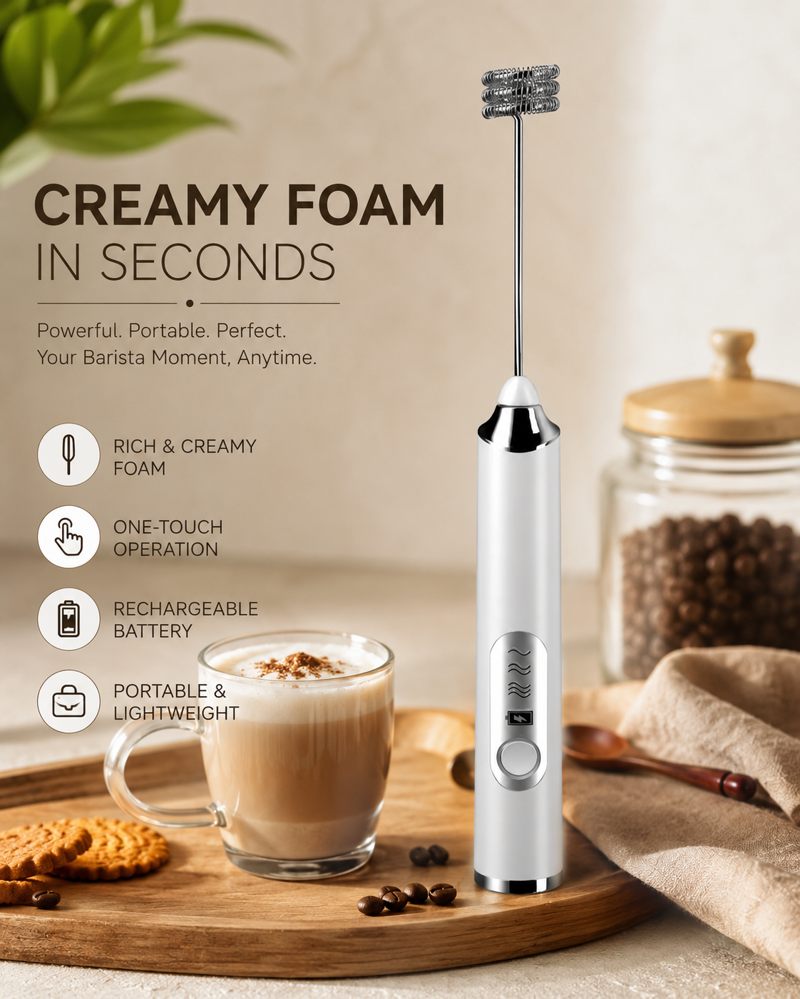 LunaFoam™ Rechargeable Milk Frother